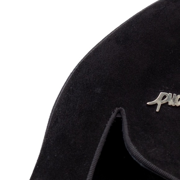 John Richmond Men\'s Black Suede Loafers – Metal Logo – Made in Italy – US 10